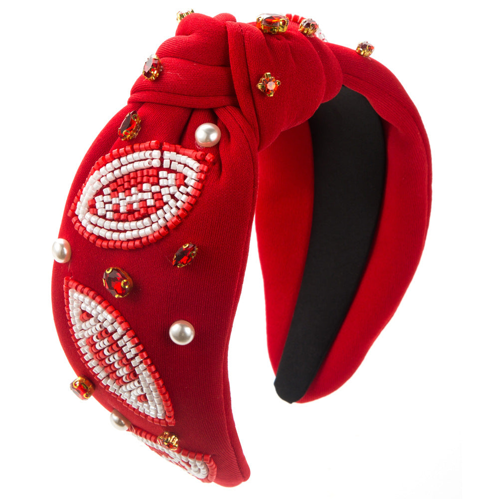 Wholesale High Quality Rhinestone Hand-sewn Football Pearl Headband